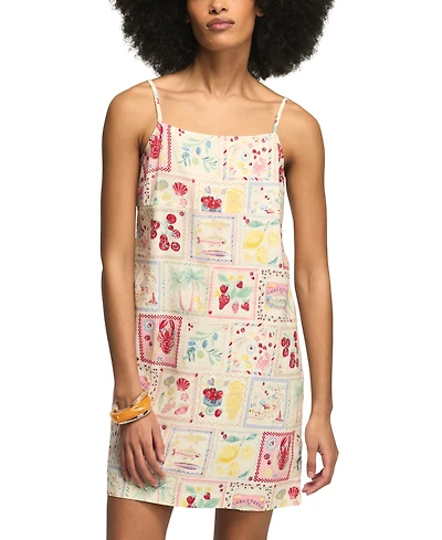Lucky Brand Women's Sleeveless Conversational Print Mini Slip Dress