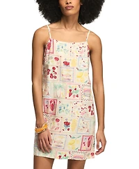 Lucky Brand Women's Sleeveless Conversational Print Mini Slip Dress
