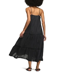 Lucky Brand Women's Embroidered V-Neck Tiered Midi Dress