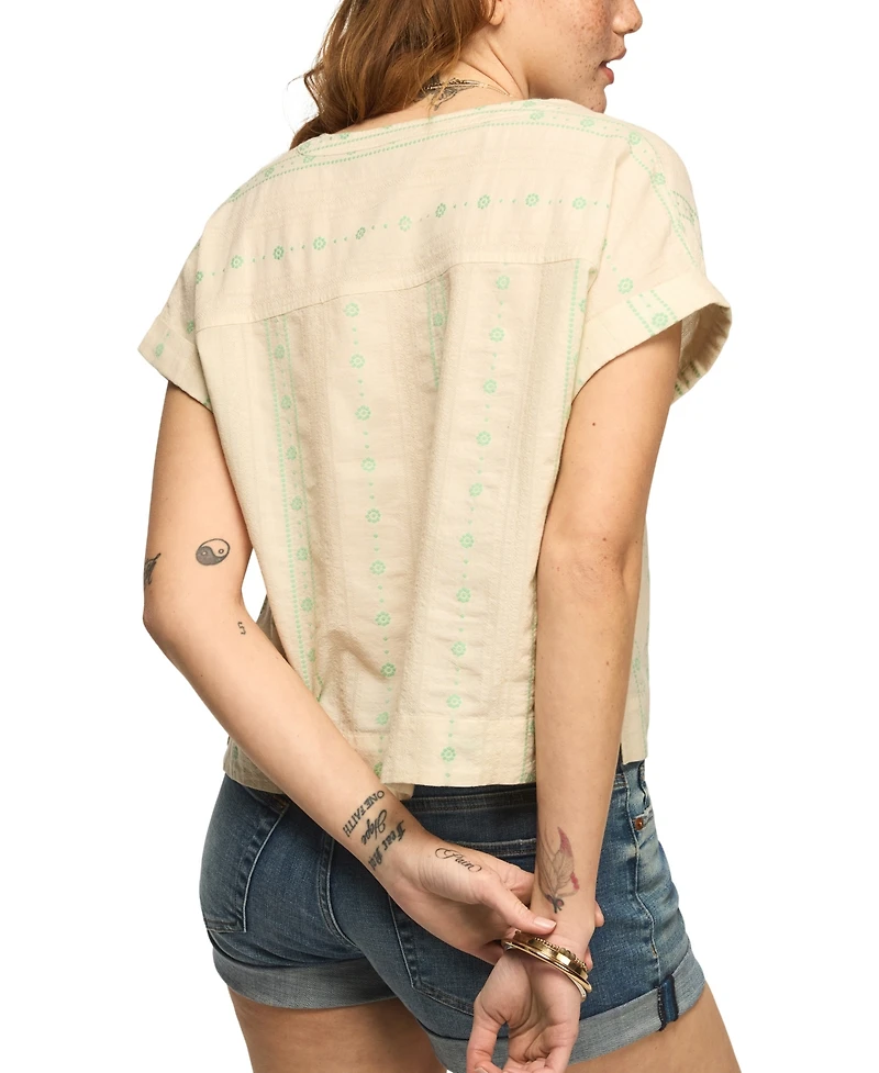 Lucky Brand Women's Novelty Popover Short-Sleeve Shirt