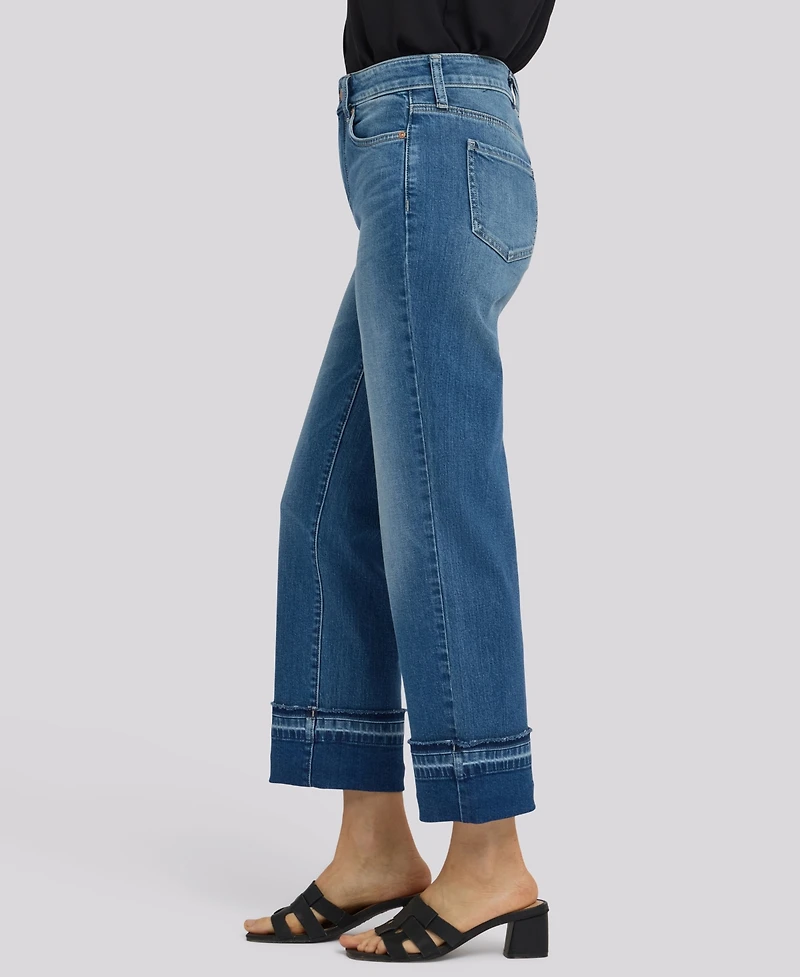 Nydj Petite Bailey Relaxed Straight Jeans with Hem Detail and Lift Tuck Technology