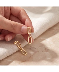 Classic 14k Yellow Gold Plated with Cubic Zirconia Triple Chain Drop Earrings
