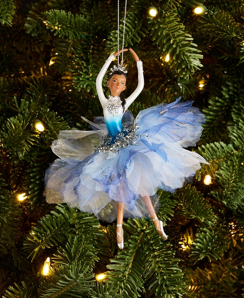 Holiday Lane Ballet Dancing African American Ballerina in Blue Ornament, Exclusively at Macy's
