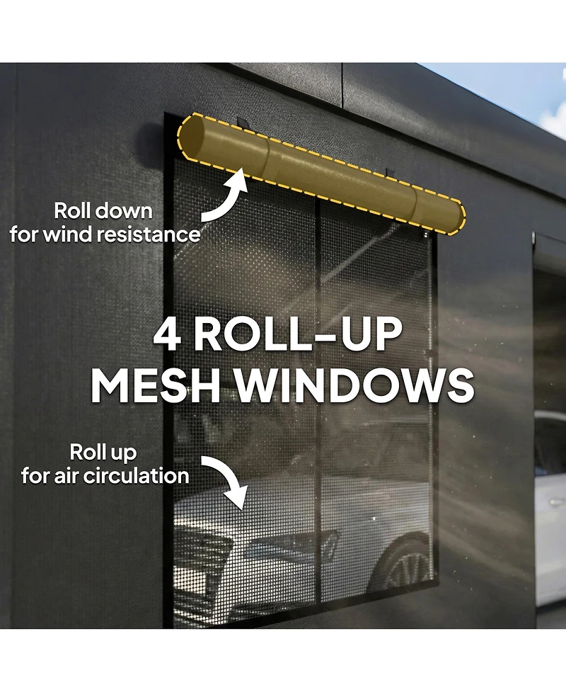 Outsunny Heavy Duty Carport, Portable Garage with Doors, Windows