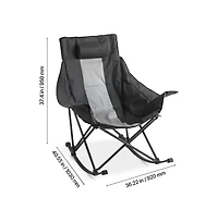 Sugift Folding Rocking Camping Chair Portable Heavy Duty Rocker with Cup Holder