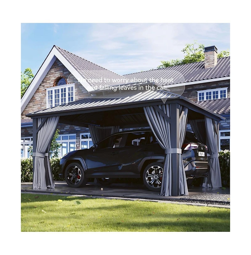 Hardtop Gazebo with Double Roof, Aluminum Frame and Steel Roof