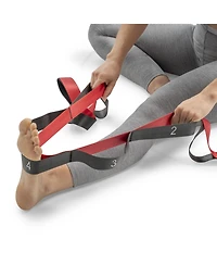 Sunny Health and Fitness Premium Yoga Stretch Strap with 8 Individual Grip Loops
