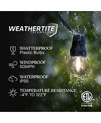 Brightech Ambience Pro 27 ft. Outdoor Solar Led 1-Watt G40 String Lights with Warm White Hue