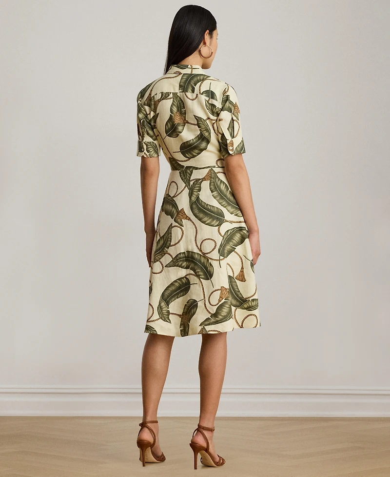 Lauren Ralph Women's Point Collar Linen Shirt Dress
