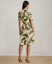 Lauren Ralph Women's Point Collar Linen Shirt Dress