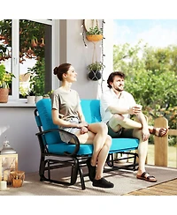 Outsunny 2-Person Outdoor Glider Bench with Cushions,