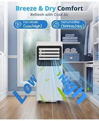 Antartic Star 8000 Btu Portable Air Conditioner for 350 Sq Ft, 4-in-1 Ac with Cool/Fan/Dehumidifier, Remote, 24H Timer, Window Kit
