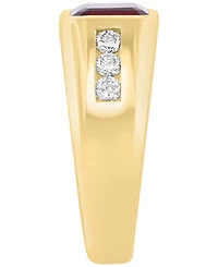 Effy Collection Men's Lab Grown Ruby (3-3/4 ct. t.w.) and Lab Grown Diamond (1/2 ct. t.w.) Ring in Gold Over Silver