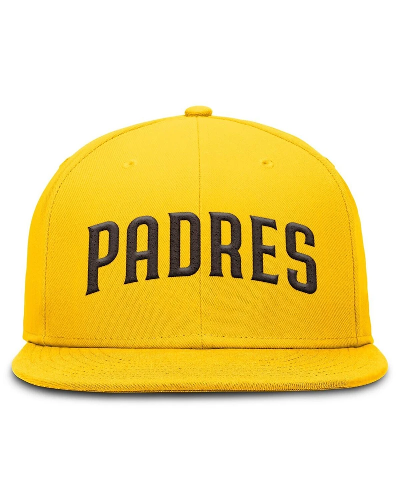 Nike Men's Gold San Diego Padres Wordmark Dri-fit Round Bill True Fitted Hat