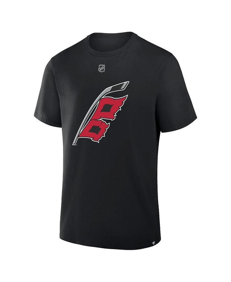 Fanatics Men's Sebastian Aho Black Carolina Hurricanes Authentic Stack Name Number T-Shirt
