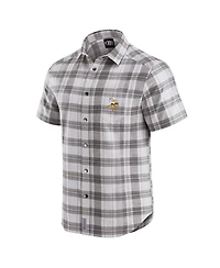 Fanatics Men's Gray Minnesota Vikings Team Plaid Short Sleeve Full-Snap Shirt
