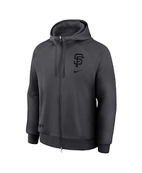 Nike Men's Anthracite San Francisco Giants Authentic Collection Player Raglan Dri-fit Full-Zip Hoodie