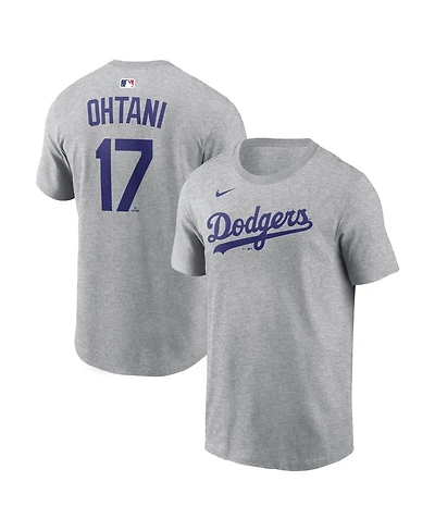 Nike Men's Shohei Ohtani Heather Gray Los Angeles Dodgers Name Number T-Shirt