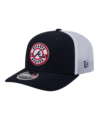 New Era Men's Navy Atlanta Braves Active 9SEVENTY Adjustable Trucker Hat