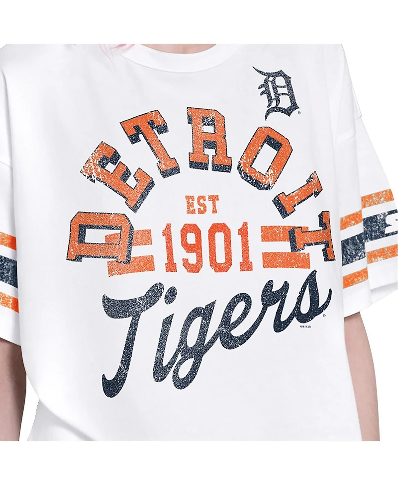 Starter Women's White Detroit Tigers Cropped Hurry Up Offense T-Shirt