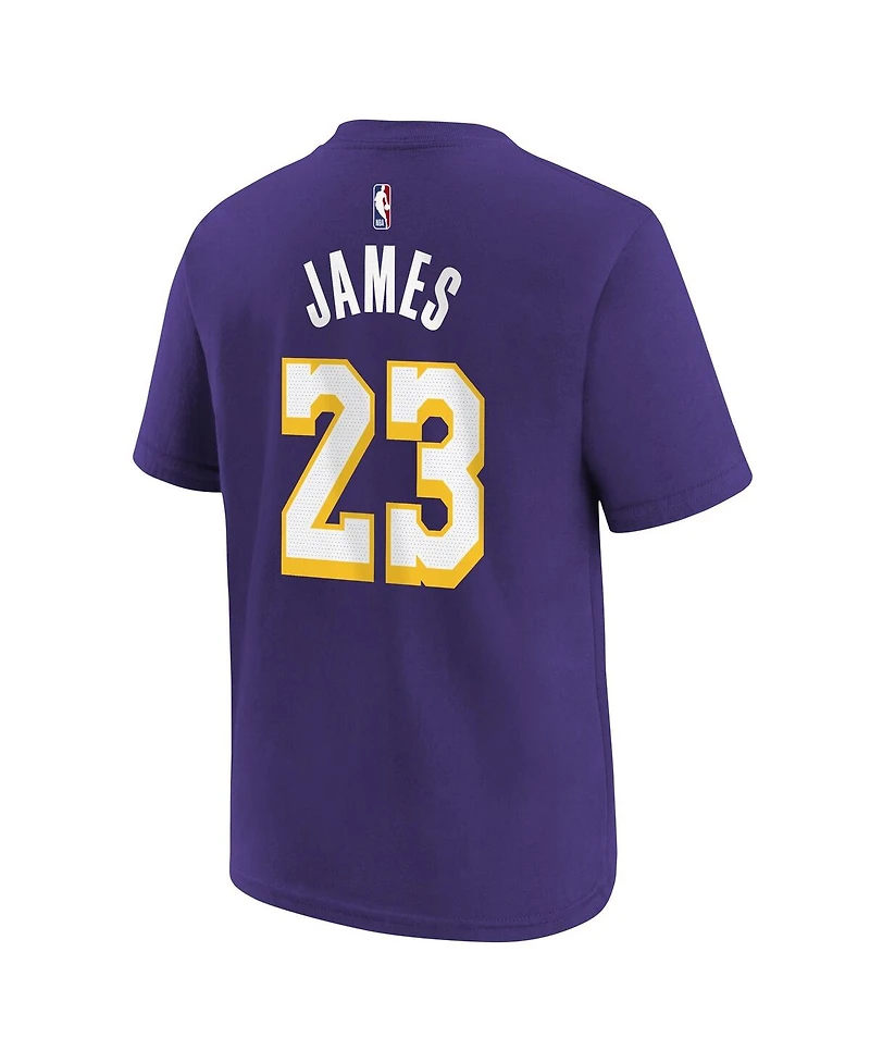 Jordan Big Boys and Girls LeBron James Purple Los Angeles Lakers Statement Edition Name & Number T-Shirt