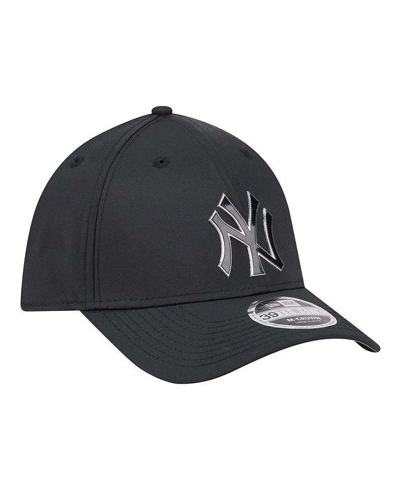 New Era Men's Black York Yankees Metallic 39THIRTY M-Crown Flex Hat