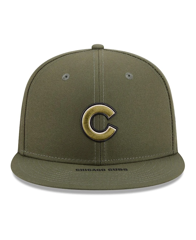 New Era Men's Olive Chicago Cubs 2026 Armed Forces Day 9FIFTY Snapback Hat