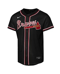 Nike Big Boys and Girls Ronald Acuna Jr. Black Atlanta Braves Fashion Replica Player Jersey