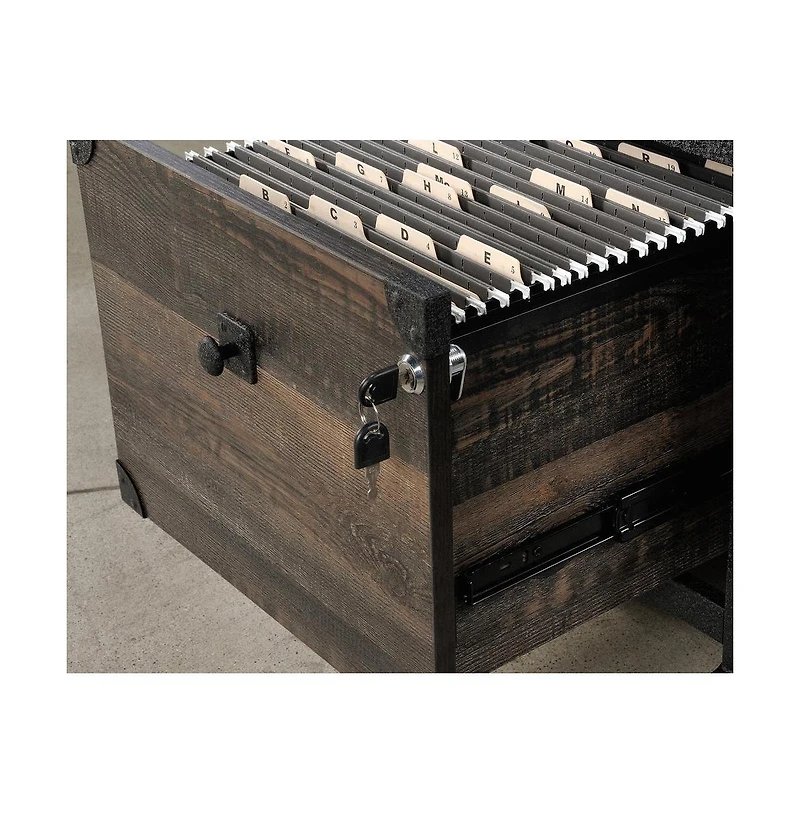 Sauder Foundry Road File Cabinet, Carbon Oak finish