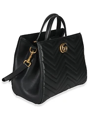 Pre-Owned Gucci Black Matelasse Calfskin Small Marmont Top Handle Tote