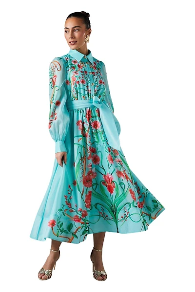 Coast Women's Border Print Organza Shirt Dress