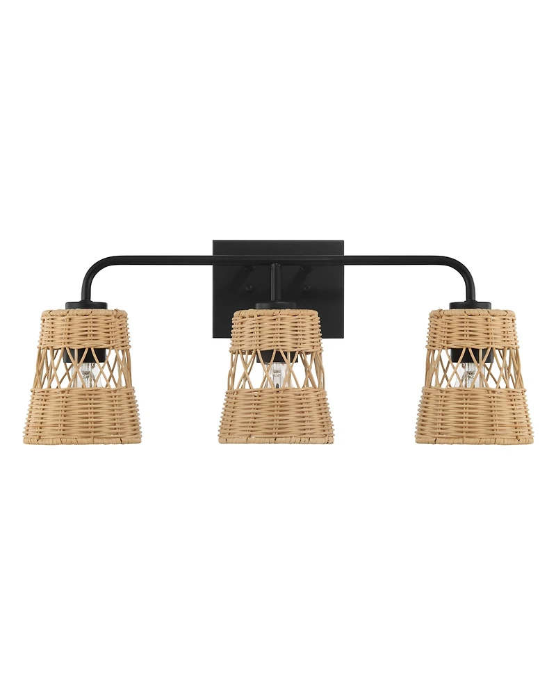 Busdays 3 Light Wall Sconce with Rattan Shade Bathroom Vanity Light Over Mirror Woven Wall Fixture for Bathroom Bedroom Living Room