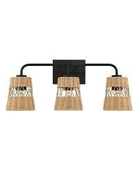 Busdays 3 Light Wall Sconce with Rattan Shade Bathroom Vanity Light Over Mirror Woven Wall Fixture for Bathroom Bedroom Living Room