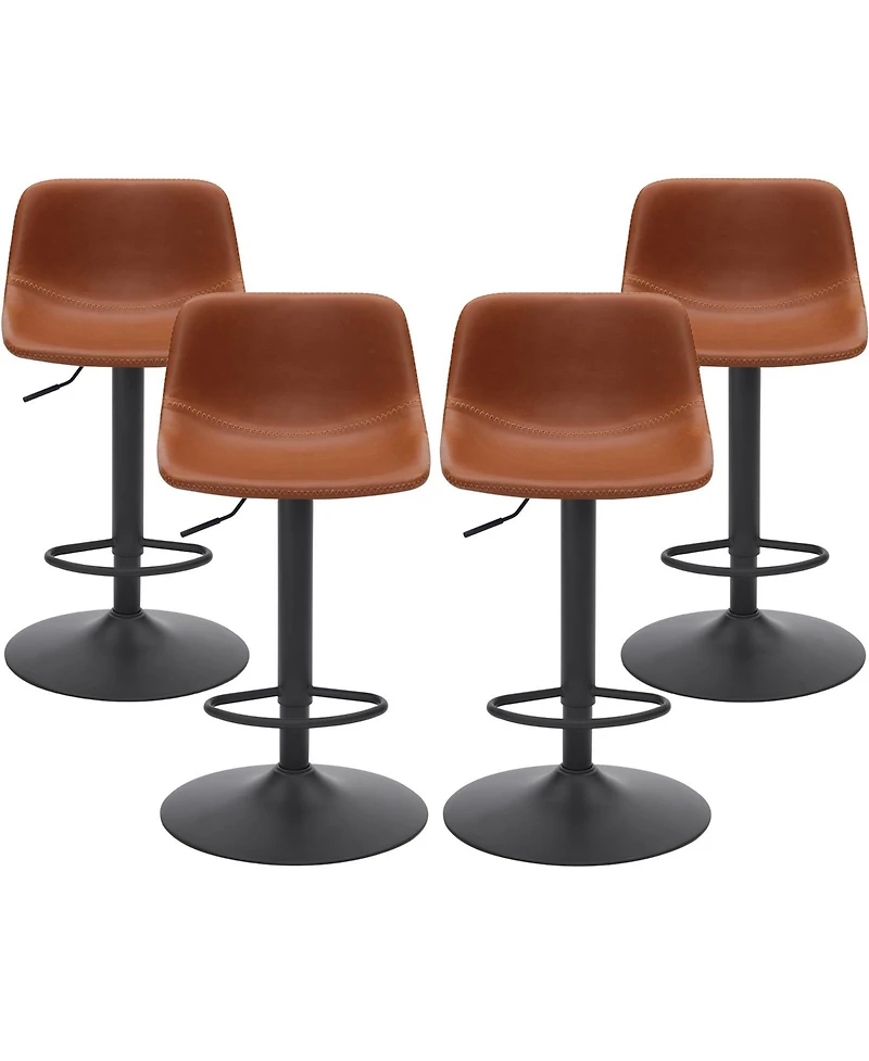 flynama Adjustable Industrial Bar Stools Set of 2, Pu Leather, 350 Lbs Capacity