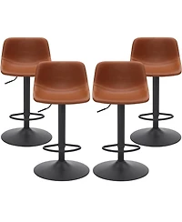 flynama Adjustable Industrial Bar Stools Set of 2, Pu Leather, 350 Lbs Capacity