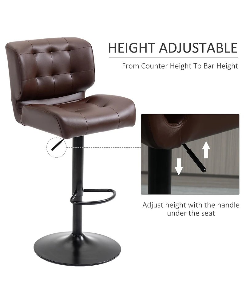 flynama Bar Height Adjustable Bar Stools Set of 2, Brown, 330 Lbs Capacity