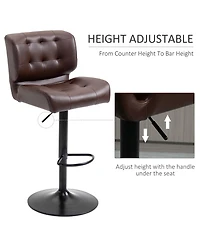 flynama Bar Height Adjustable Bar Stools Set of 2, Brown, 330 Lbs Capacity