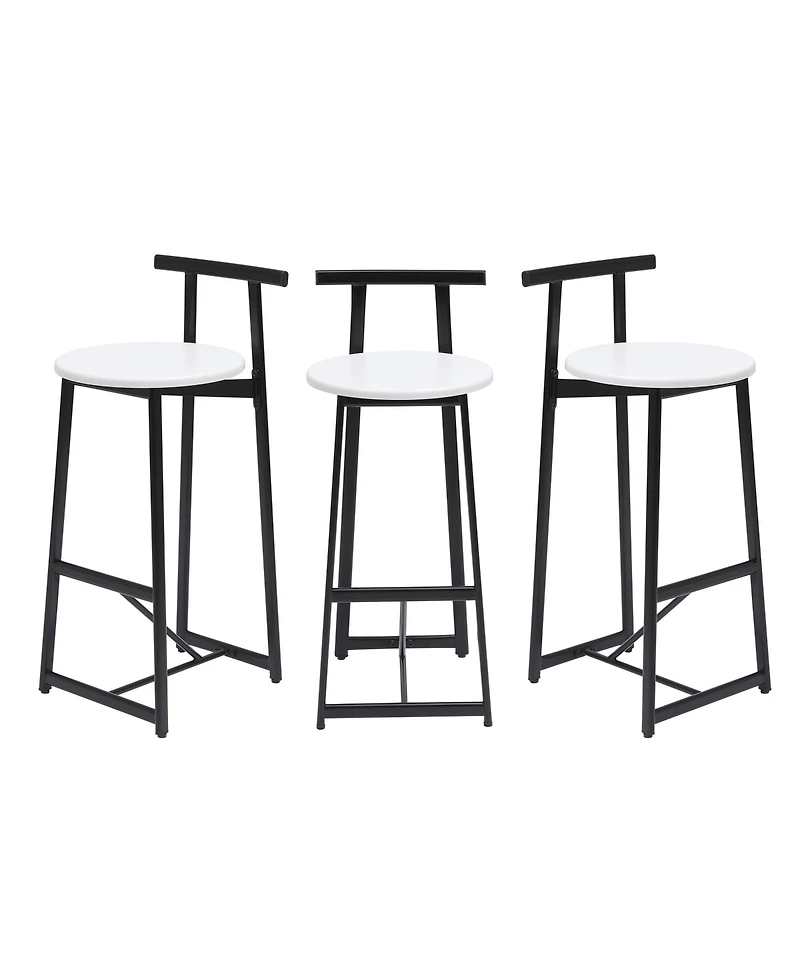 flynama Metal Counter Bar Stools Set of 3 with Backrest