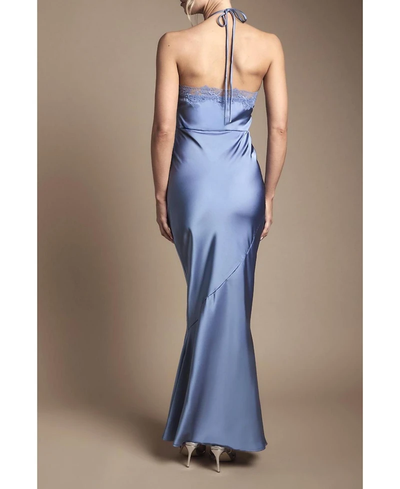 Oasis Women's Halter Satin Maxi Bridesmaid Dress