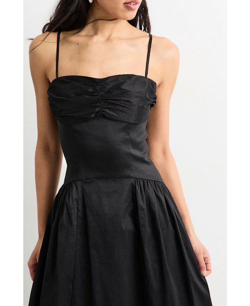 Warehouse Women's Dropped Waist Ruched Bust Midi Dress