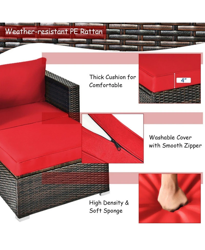 Gouun 6-Piece Modular Rattan Patio Set with Convertible Ottoman