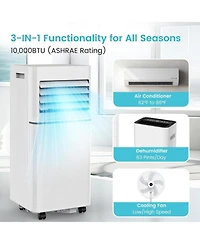 Antartic Star 10000 Btu Portable Air Conditioner, 3-in-1 Ac with Cooling/Fan/Dehumidifier, Remote, Led Display, Sleep Mode, Window Kit