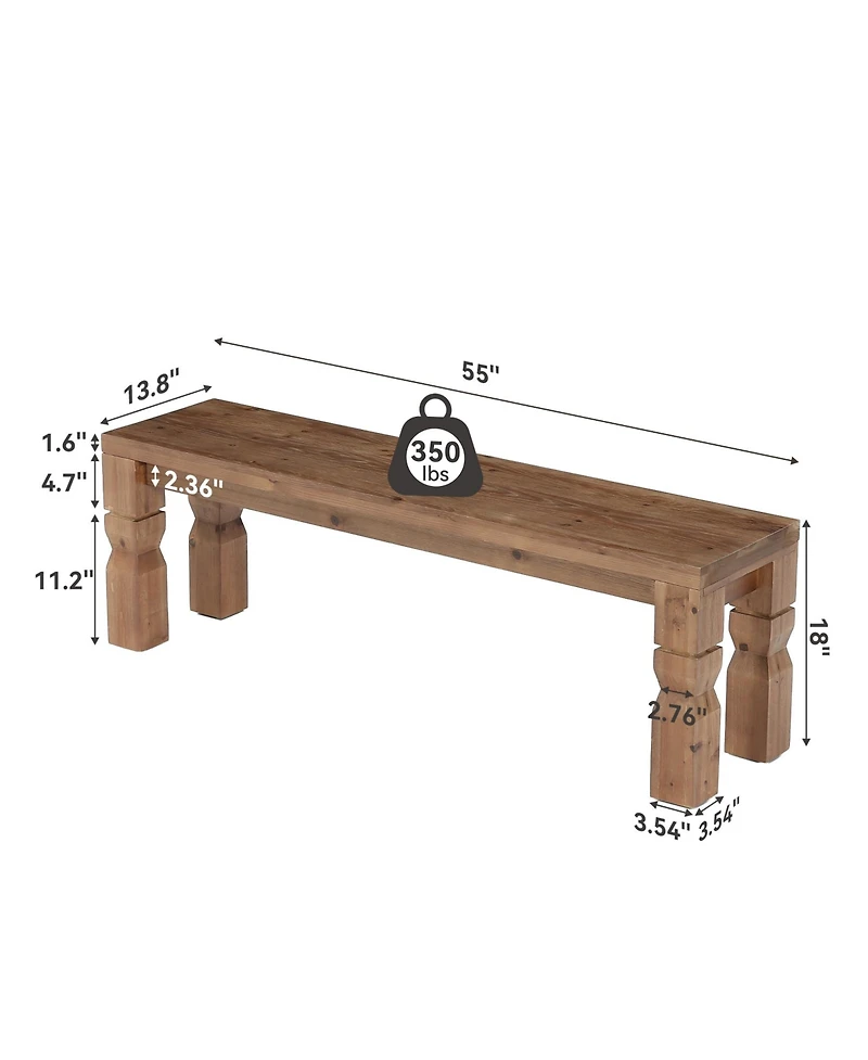 Tribesigns Solid Wood Bench, Farmhouse Wooden Bench Seat, End of Bed, Dining Bench