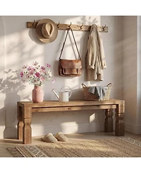 Tribesigns Solid Wood Bench, Farmhouse Wooden Bench Seat, End of Bed, Dining Bench