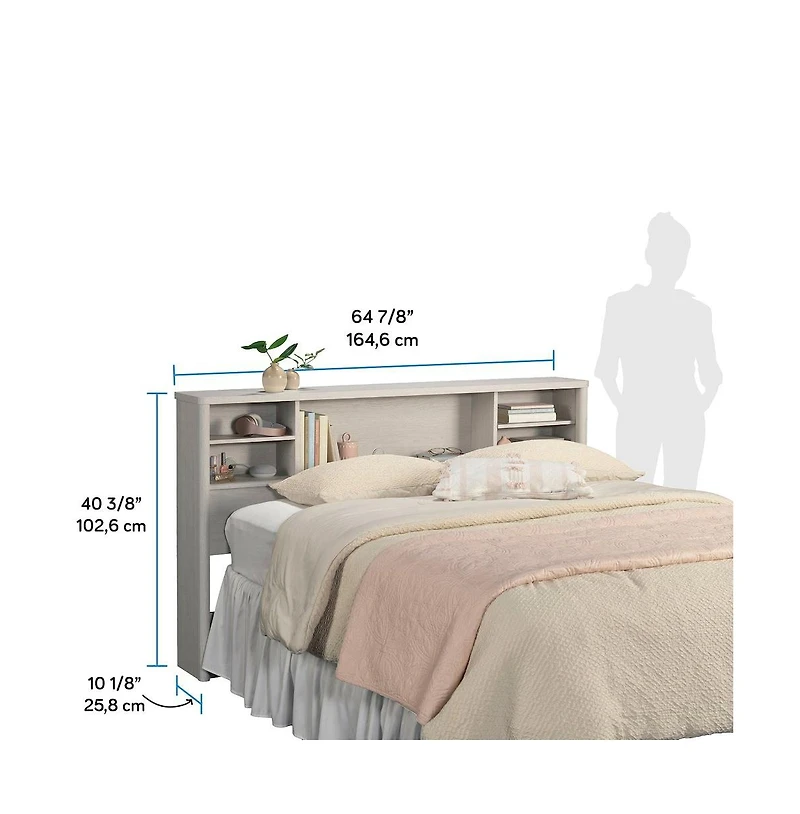 Sauder Dover Edge Full/Queen Bookcase Headboard, Glacier Oak Finish