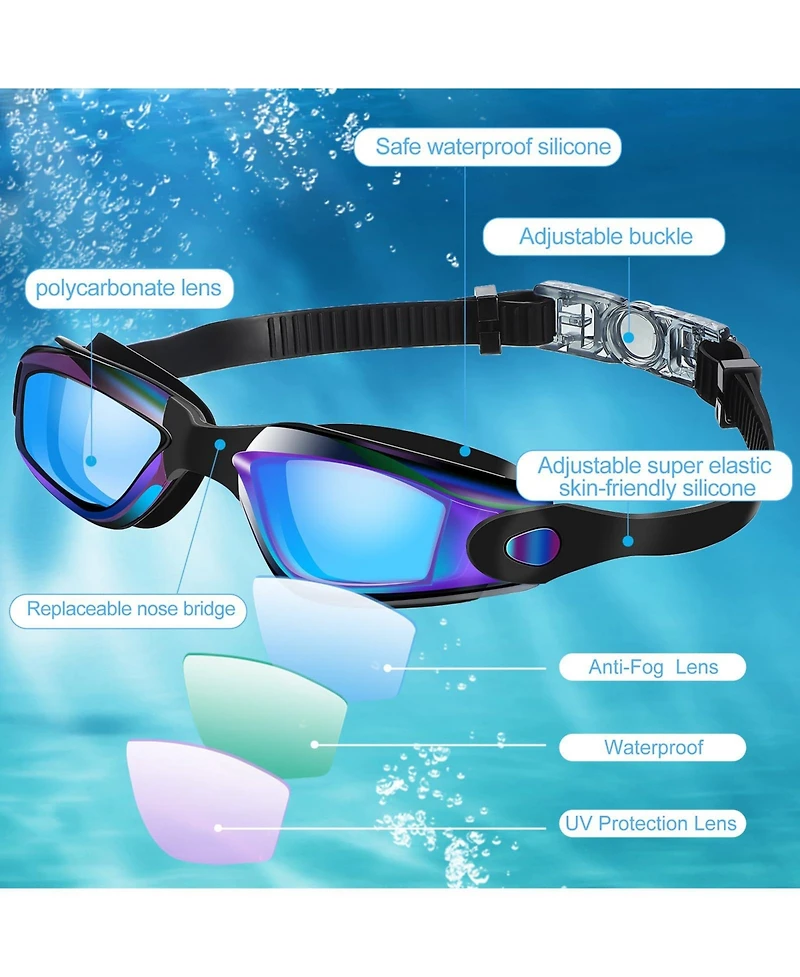 Gnuadz 6Pieces Swim Goggles Adult Anti Fog Ear Plugs Nose Clip