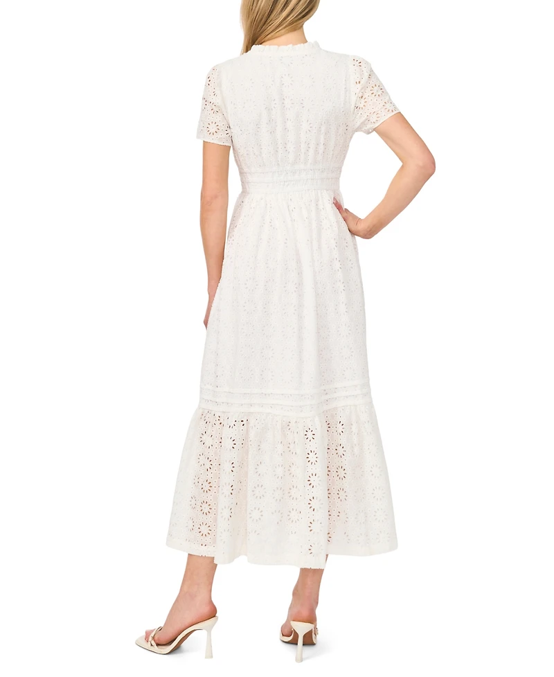 CeCe Women's Short-Sleeve Elastic Waist Maxi Dress