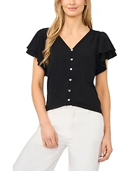 CeCe Women's Flutter-Sleeve V-Neck Blouse