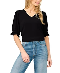 CeCe Women's Elbow-Sleeve V-Neck Blouse