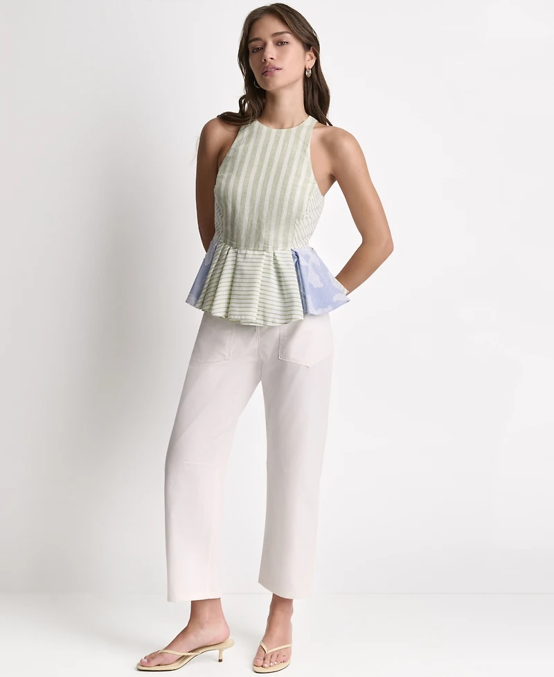 Bcbg Women's Sleeveless Ruffle Peplum Top